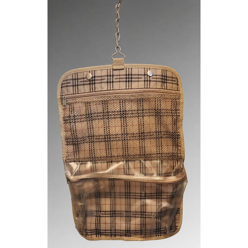 Vintage Plaid Hanging Travel Organizer Cosmetic Case Snap-In Insert
